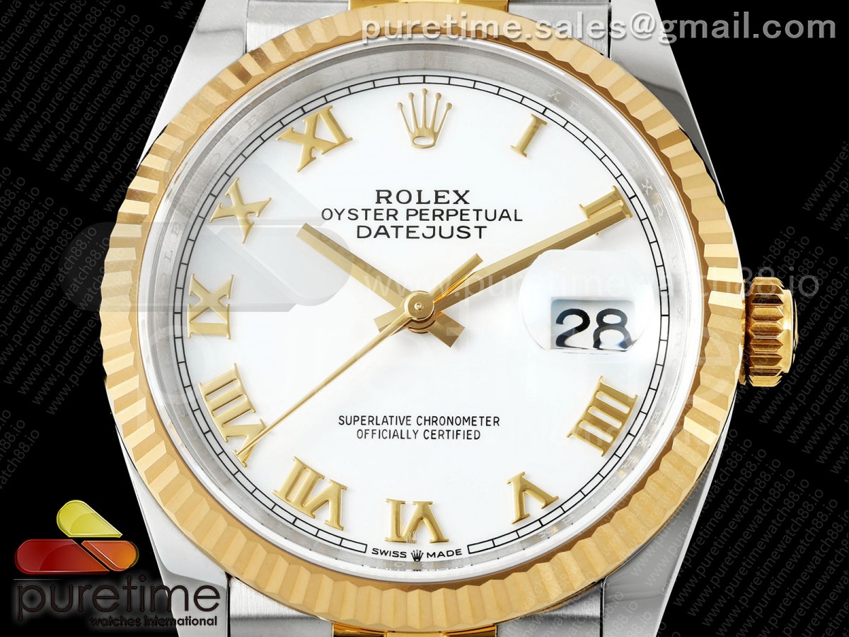 DateJust 36 126233 EWEF White Roman Dial on SS/YG Jubilee Bracelet A3235