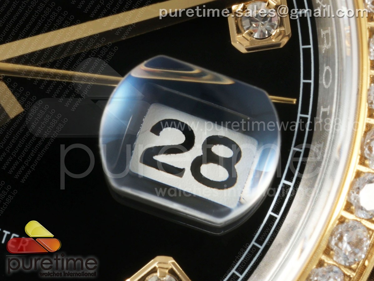 DateJust 36 126233 EWEF Black Diamonds Dial Diamonds Bezel on SS/YG Jubilee Bracelet A3235