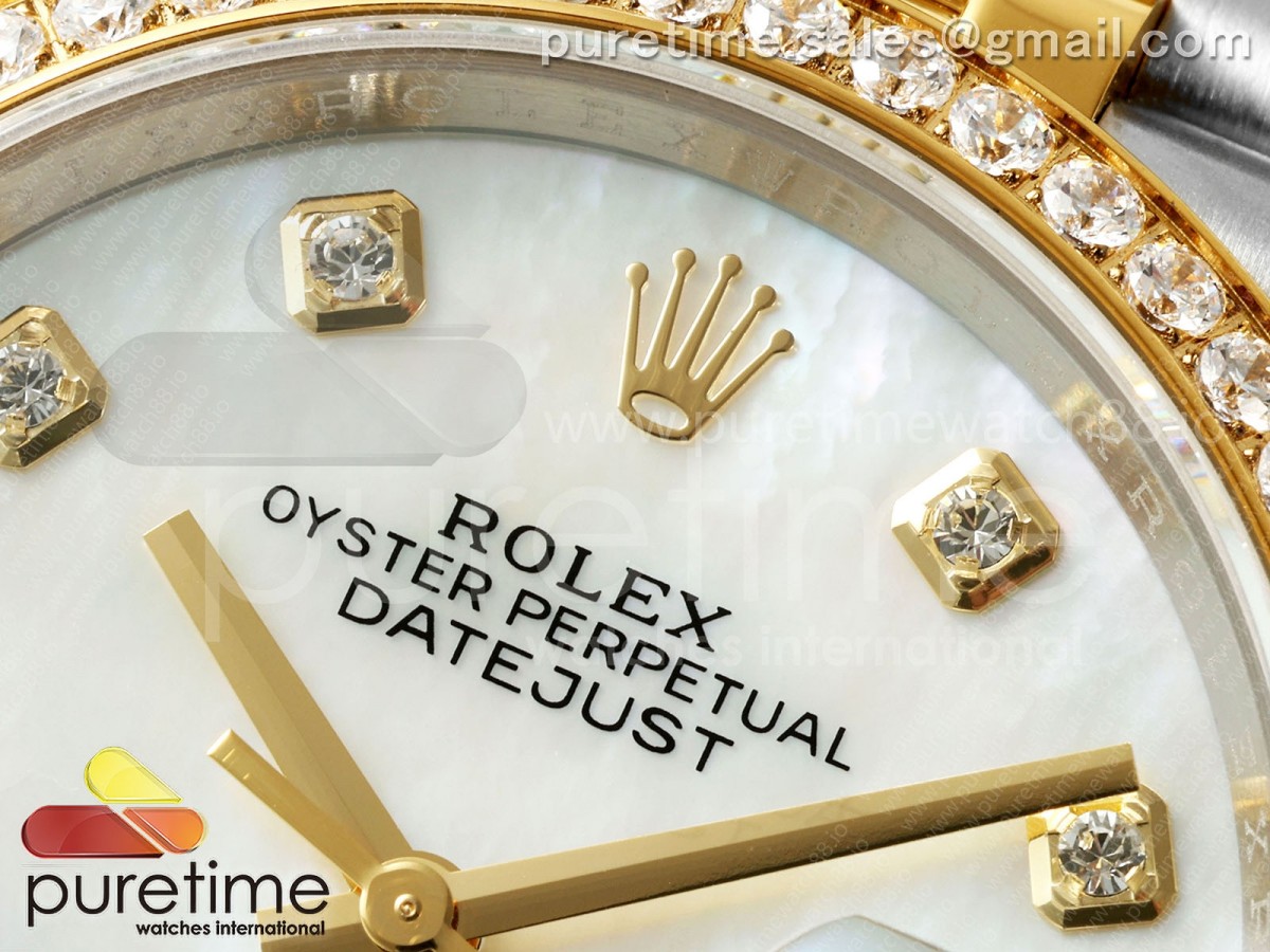 DateJust 36 126233 EWEF White MOP Diamonds Dial Diamonds Bezel on SS/YG Jubilee Bracelet A3235