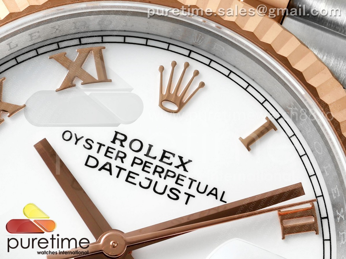 DateJust 36 126231 EWEF White Roman Dial on SS/RG Jubilee Bracelet A3235