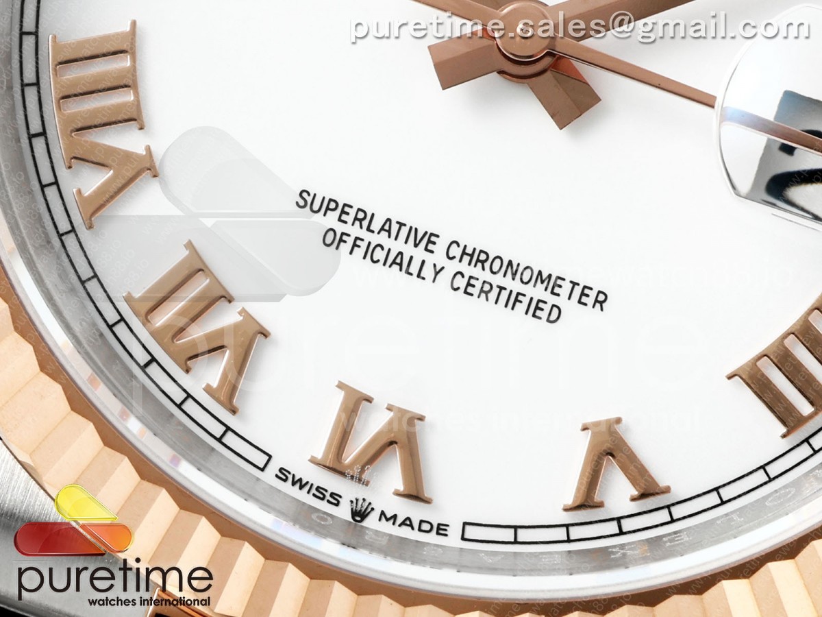 DateJust 36 126231 EWEF White Roman Dial on SS/RG Jubilee Bracelet A3235