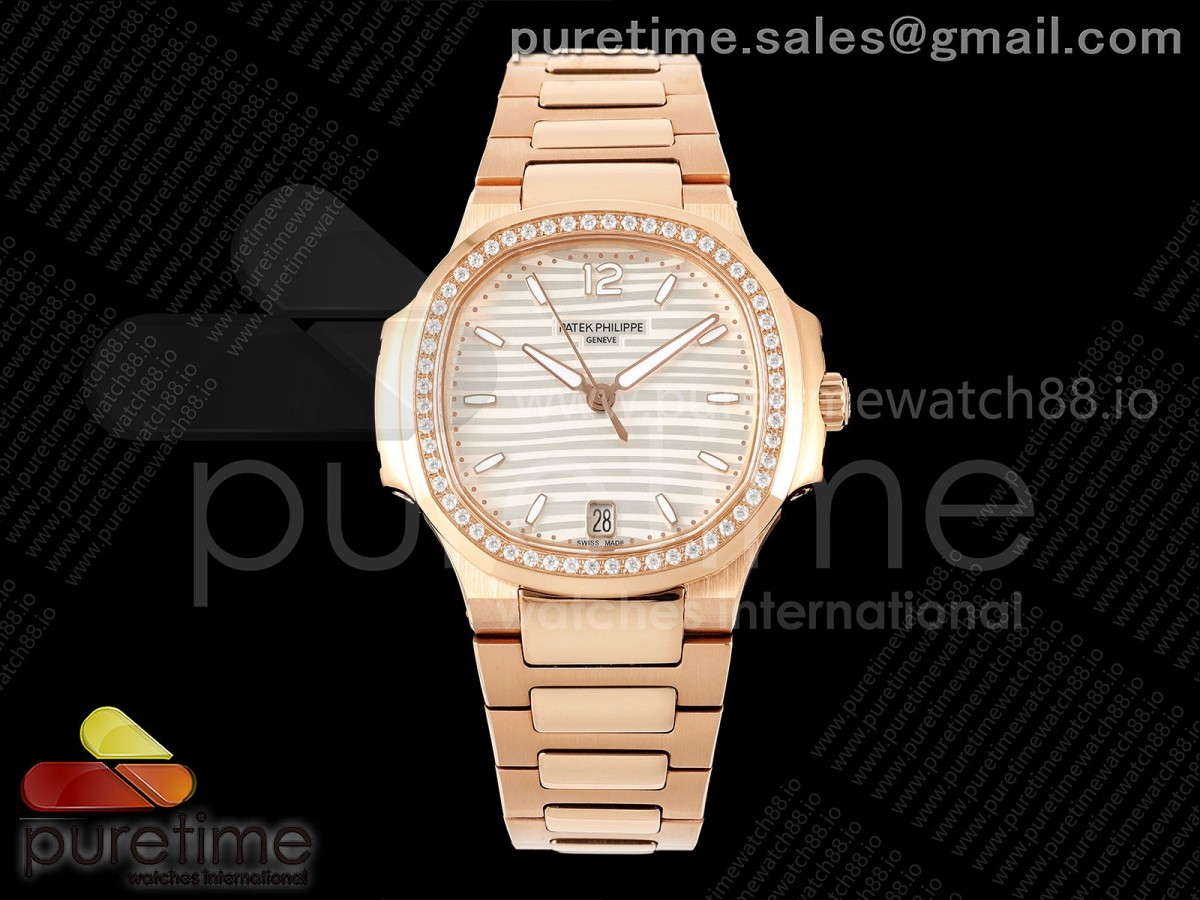Nautilus 7118 Ladies RG MSF Silver Dial Diamonds Bezel on RG Bracelet 324CS