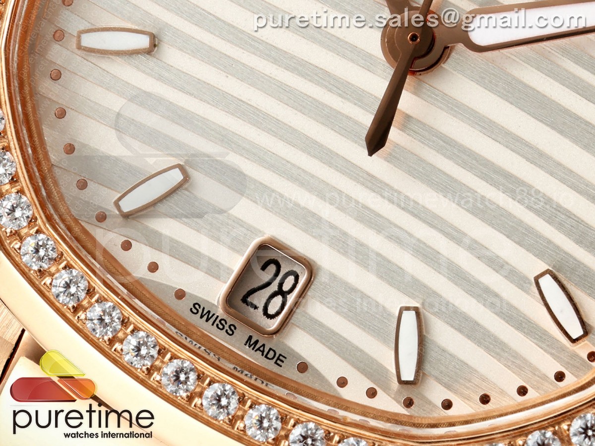 Nautilus 7118 Ladies RG MSF Silver Dial Diamonds Bezel on RG Bracelet 324CS