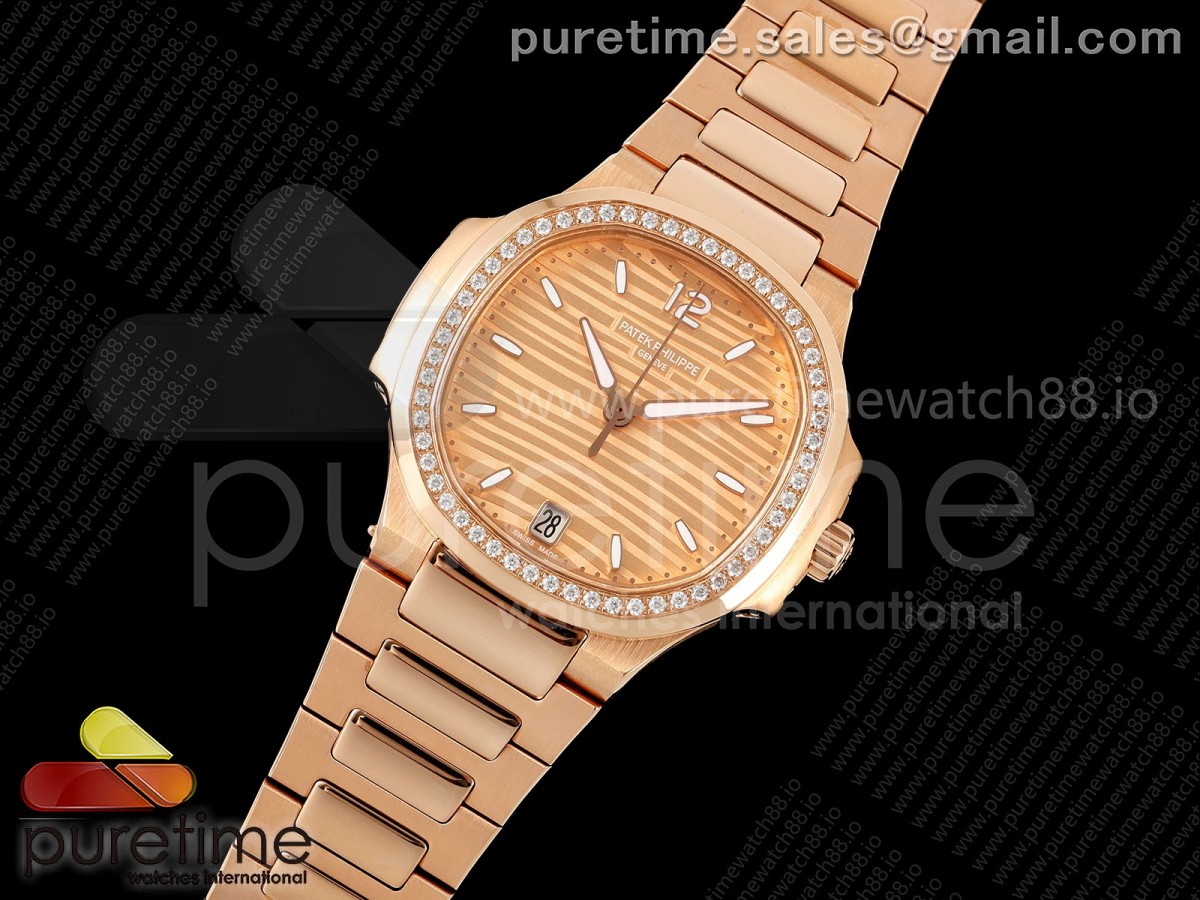 Nautilus 7118 Ladies RG MSF RG Dial Diamonds Bezel on RG Bracelet 324CS
