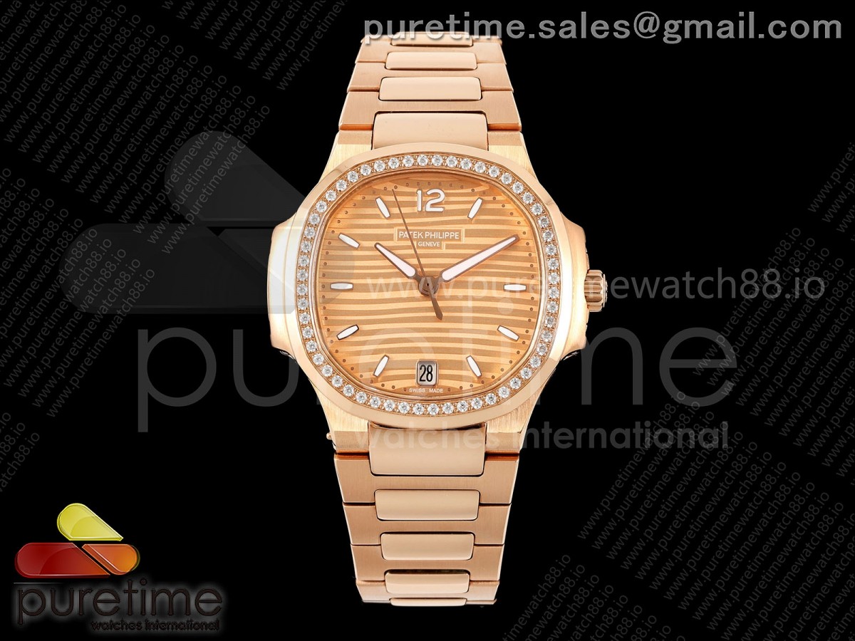 Nautilus 7118 Ladies RG MSF RG Dial Diamonds Bezel on RG Bracelet 324CS