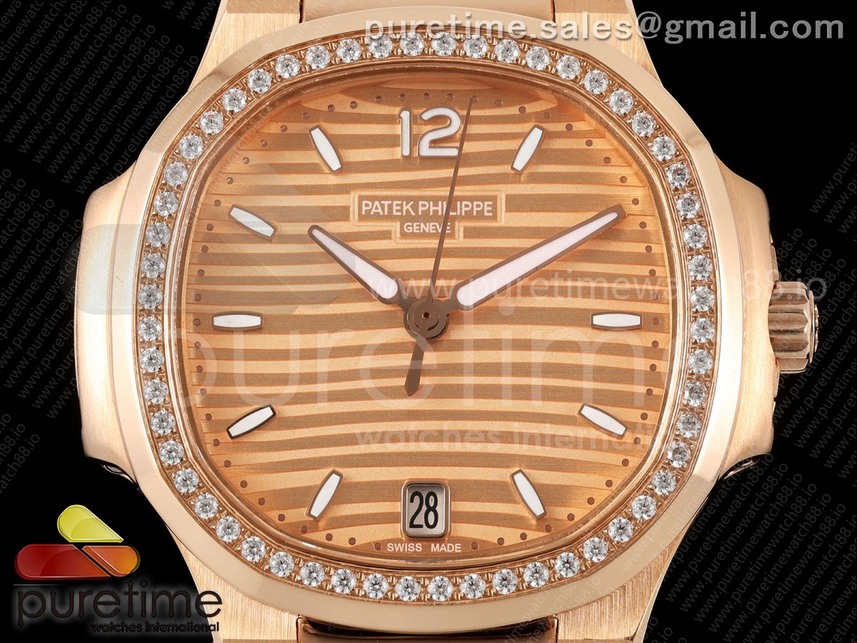 Nautilus 7118 Ladies RG MSF RG Dial Diamonds Bezel on RG Bracelet 324CS