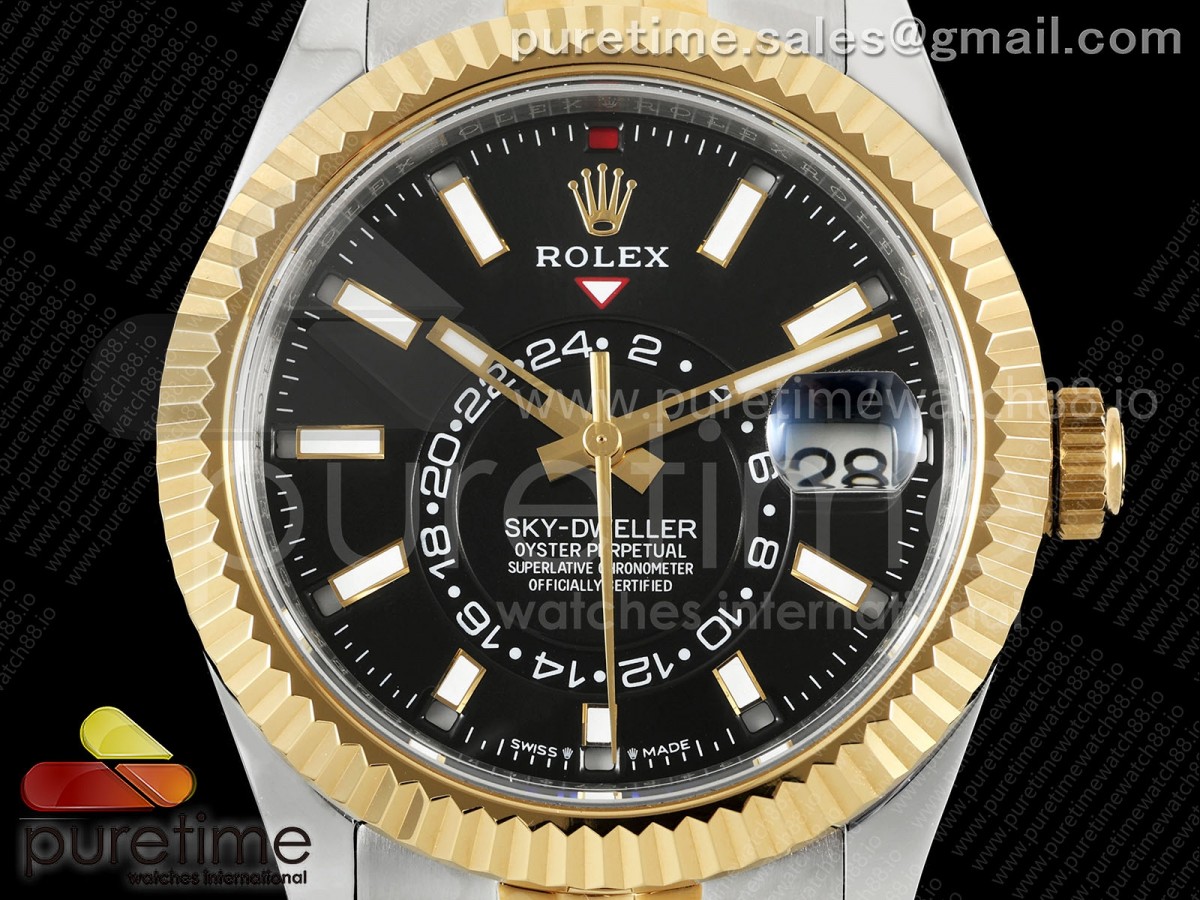 Skydweller 336933 SS/YG Noob Black Dial on SS/YG Jubilee Bracelet A9002 V2