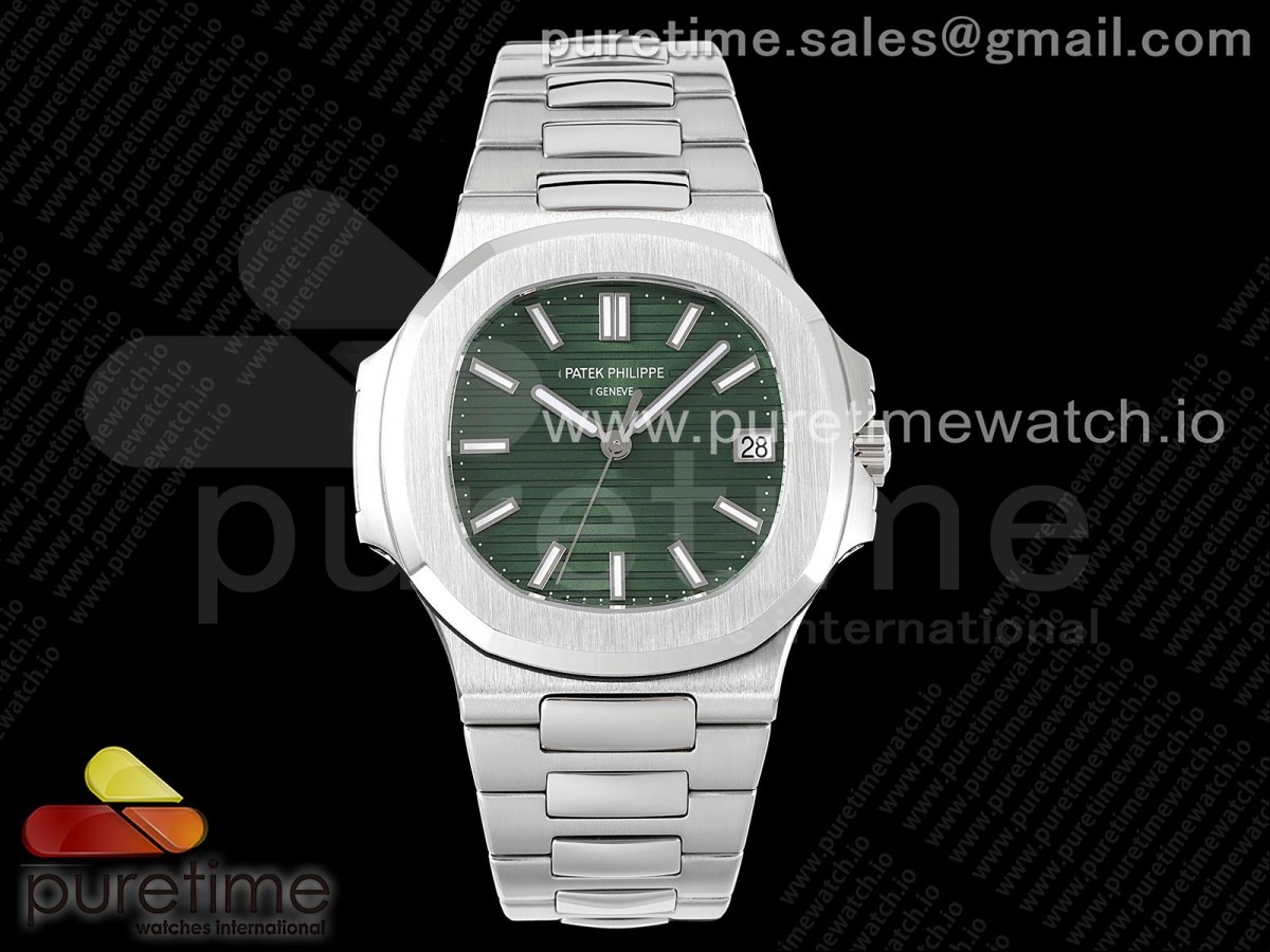 Nautilus 5711/1A 3KF Green Textured Dial on SS Bracelet A324 V2