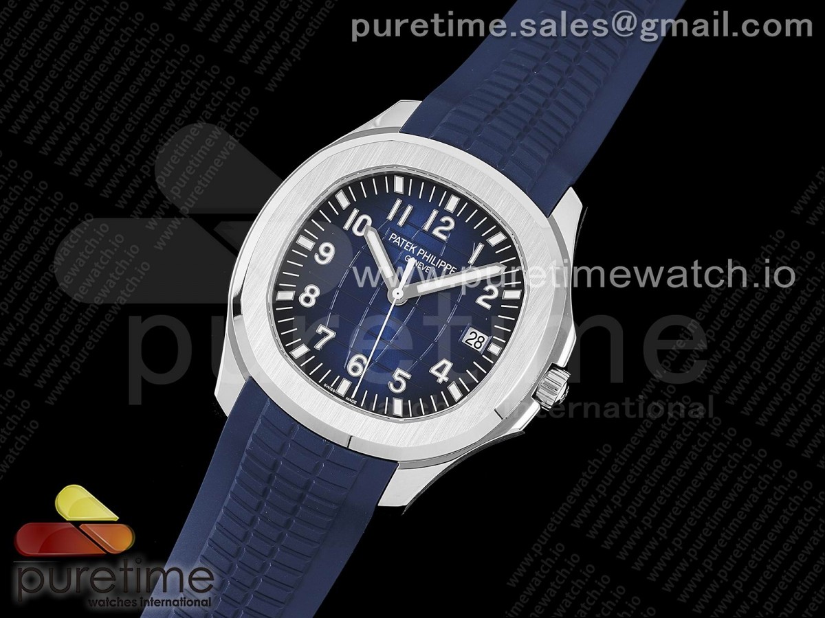 Aquanaut 5168G 42mm SS 3KF Blue Dial on Blue Rubber Strap A324 V2