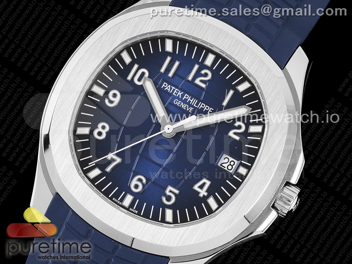 Aquanaut 5168G 42mm SS 3KF Blue Dial on Blue Rubber Strap A324 V2