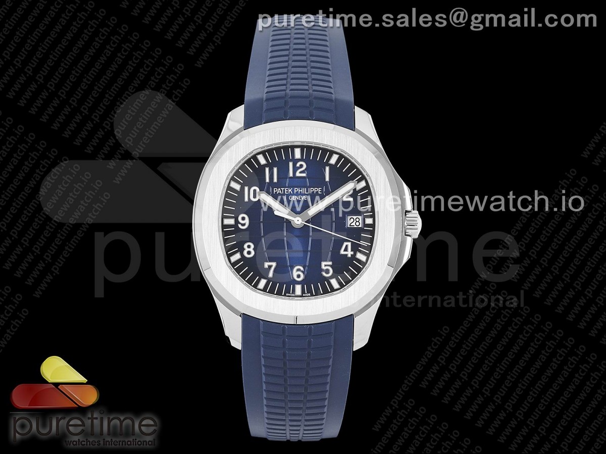 Aquanaut 5168G 42mm SS 3KF Blue Dial on Blue Rubber Strap A324 V2