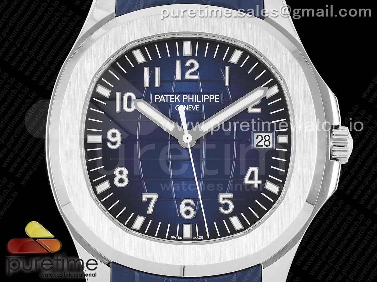 Aquanaut 5168G 42mm SS 3KF Blue Dial on Blue Rubber Strap A324 V2