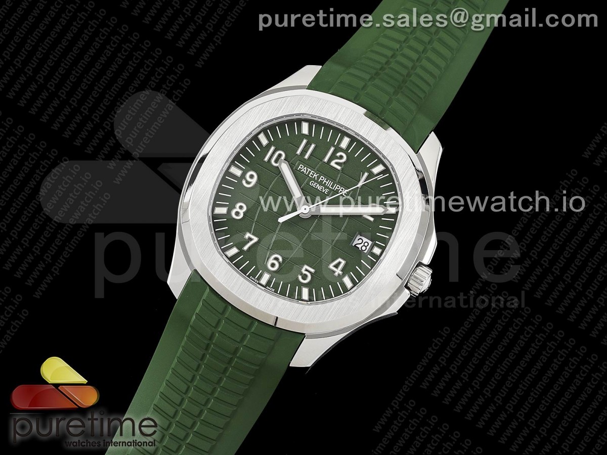 Aquanaut 5168G 42mm SS 3KF Green Dial on Green Rubber Strap A324 V2