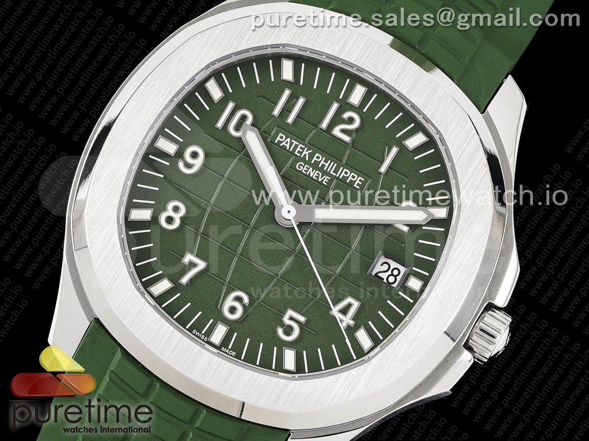 Aquanaut 5168G 42mm SS 3KF Green Dial on Green Rubber Strap A324 V2