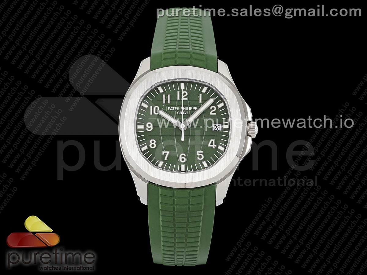 Aquanaut 5168G 42mm SS 3KF Green Dial on Green Rubber Strap A324 V2