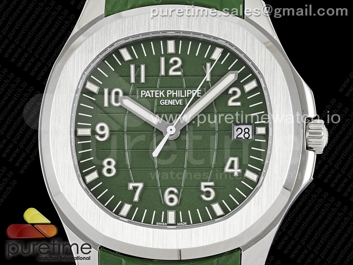 Aquanaut 5168G 42mm SS 3KF Green Dial on Green Rubber Strap A324 V2