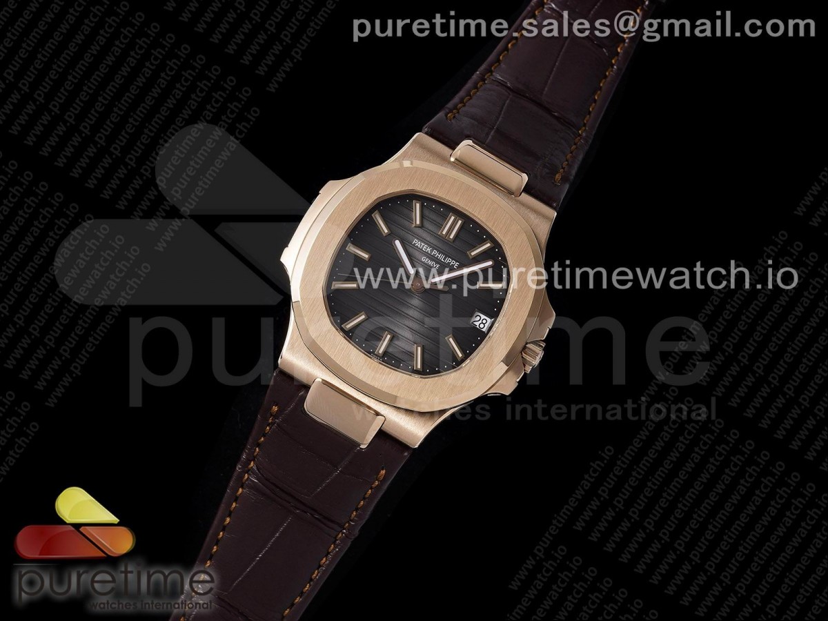 Nautilus 5711/1R RG 3KF Brown Textured Dial on Brown Leather Strap A324 V2