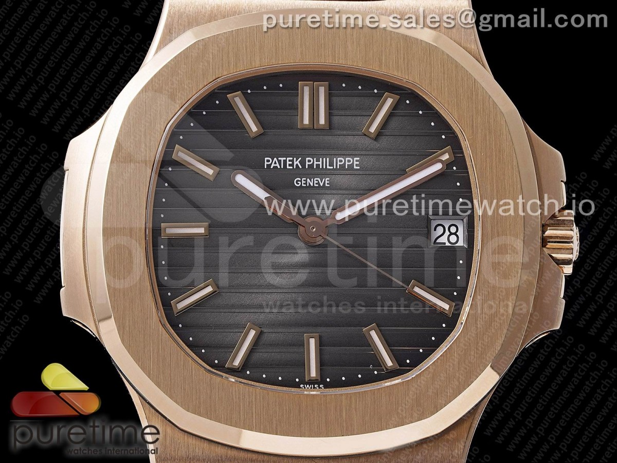 Nautilus 5711/1R RG 3KF Brown Textured Dial on Brown Leather Strap A324 V2