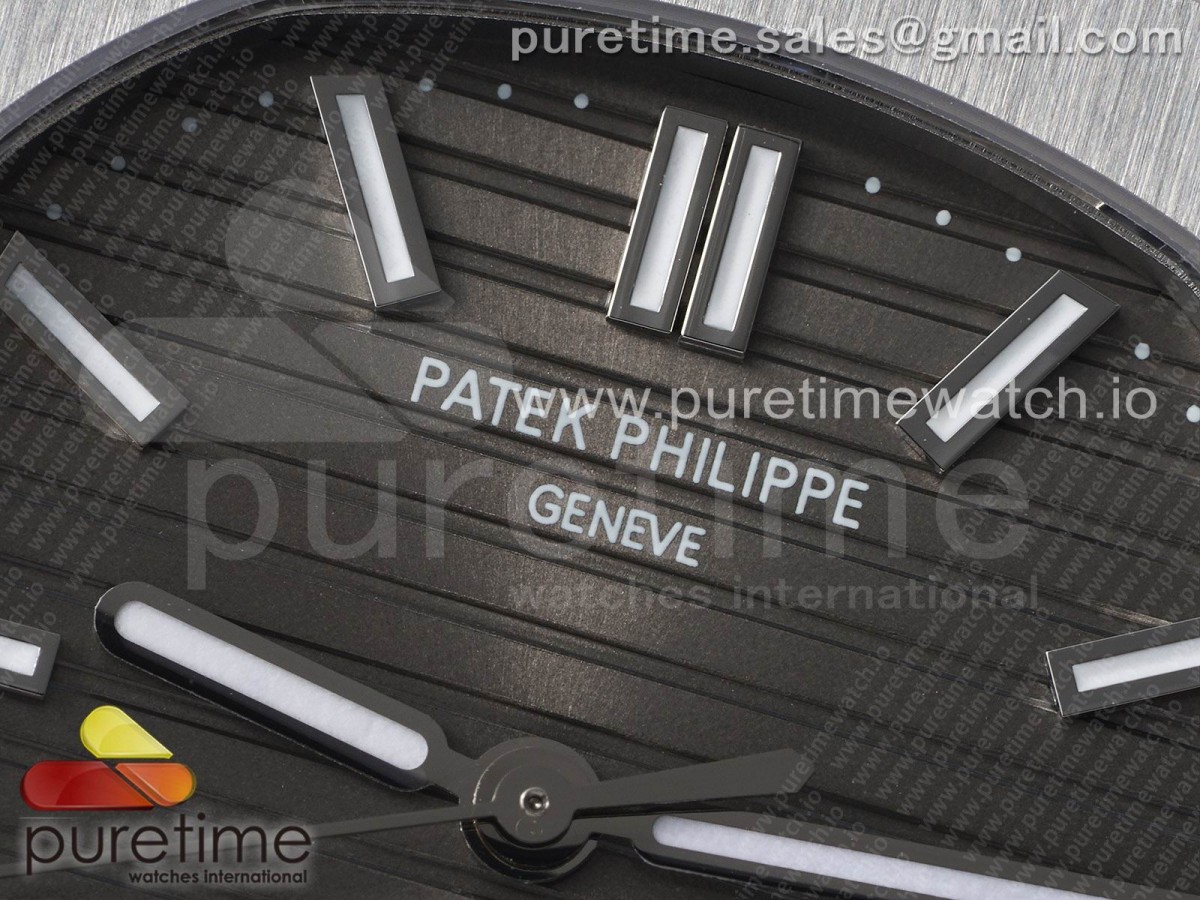 Nautilus 5711 SS 3KF Gray Textured Dial on Black Leather Strap A324 V2