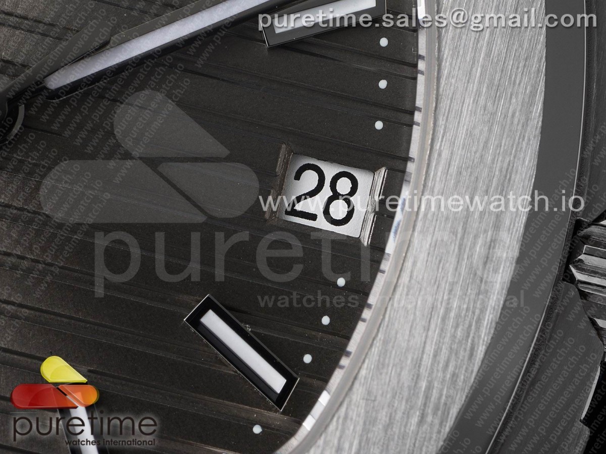 Nautilus 5711 SS 3KF Gray Textured Dial on Black Leather Strap A324 V2
