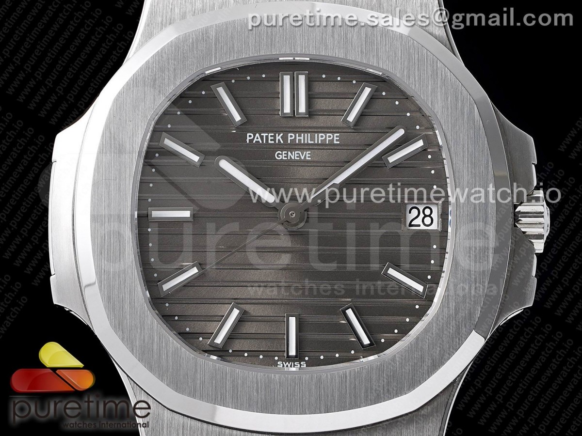 Nautilus 5711 SS 3KF Gray Textured Dial on Black Leather Strap A324 V2