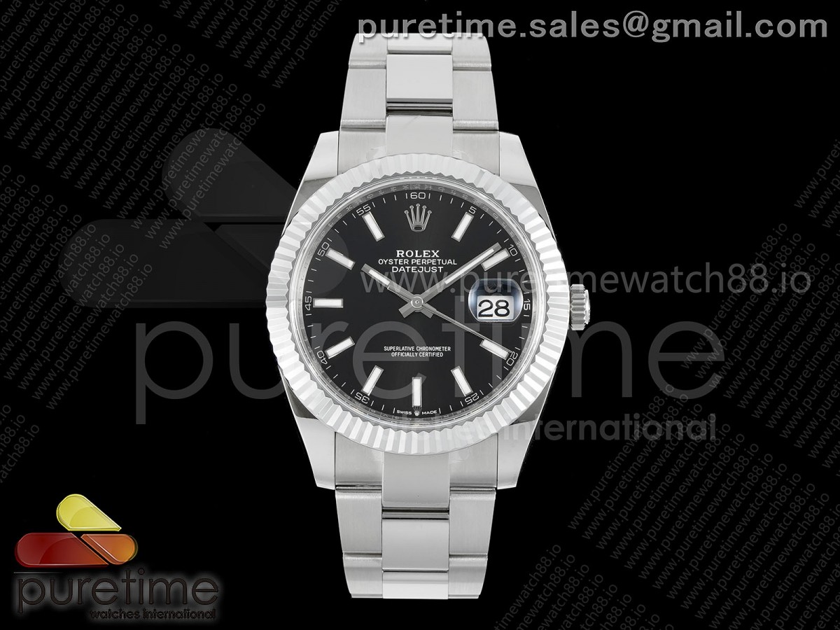 DateJust 41 126334 JQF 904L Steel Black Stick Dial on Oyster Bracelet VR3235