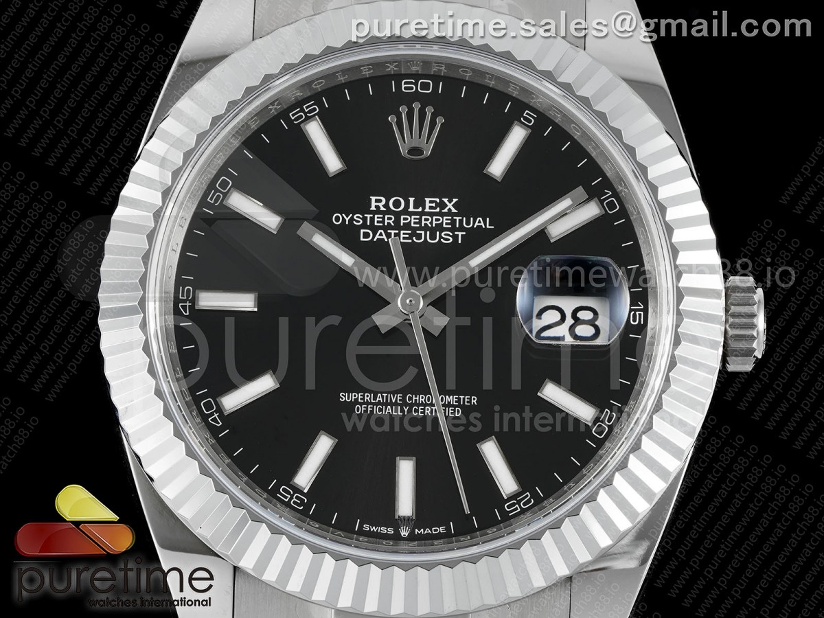 DateJust 41 126334 JQF 904L Steel Black Stick Dial on Oyster Bracelet VR3235
