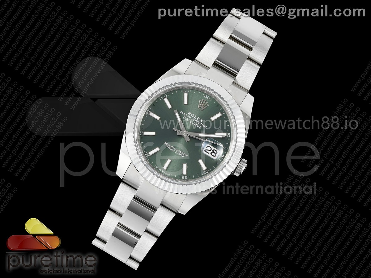 DateJust 41 126334 JQF 904L Steel Green Stick Dial on Oyster Bracelet VR3235