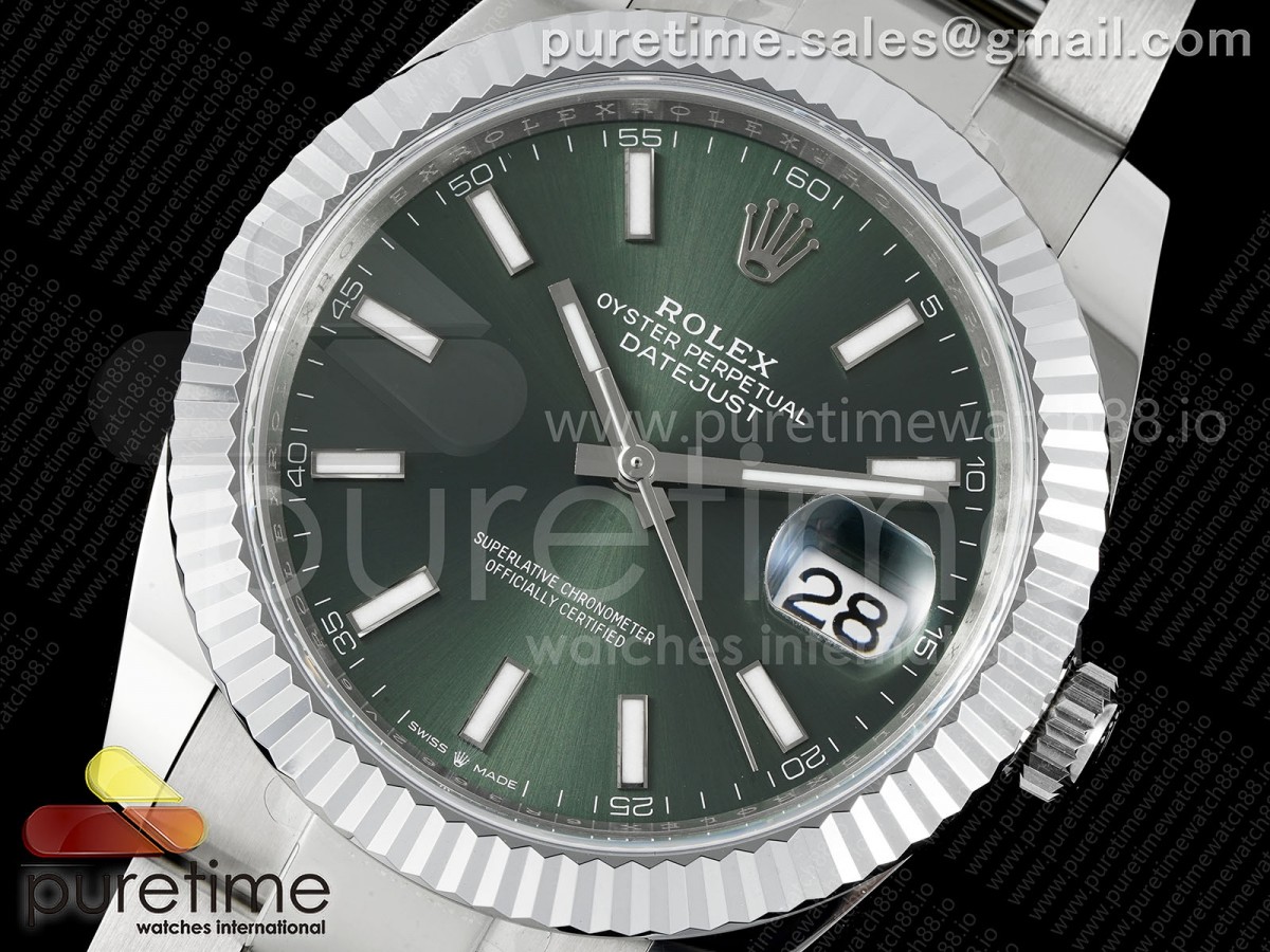 DateJust 41 126334 JQF 904L Steel Green Stick Dial on Oyster Bracelet VR3235