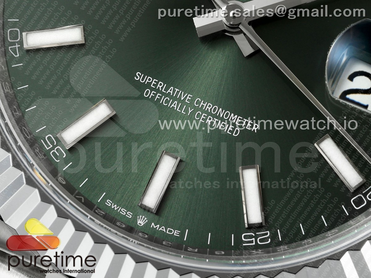 DateJust 41 126334 JQF 904L Steel Green Stick Dial on Oyster Bracelet VR3235