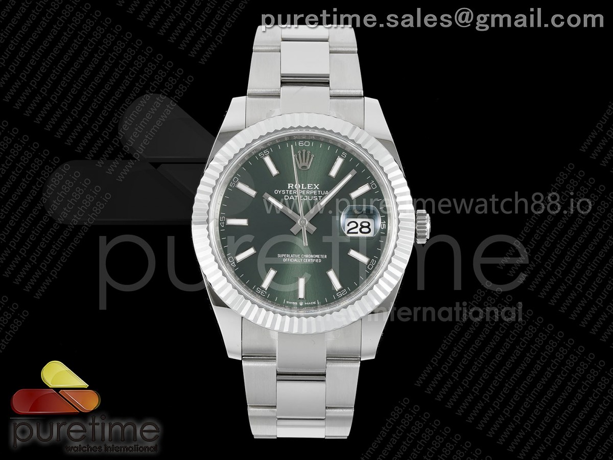 DateJust 41 126334 JQF 904L Steel Green Stick Dial on Oyster Bracelet VR3235