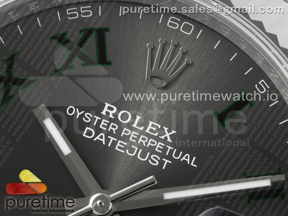 DateJust 41 126334 JQF 904L Steel Gray Dial Green Roman Marker on Oyster Bracelet VR3235