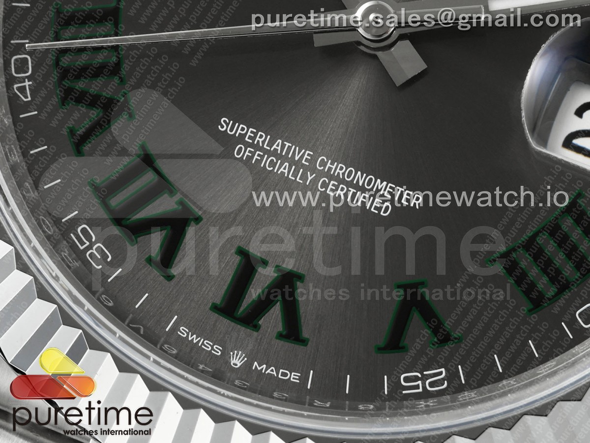 DateJust 41 126334 JQF 904L Steel Gray Dial Green Roman Marker on Oyster Bracelet VR3235