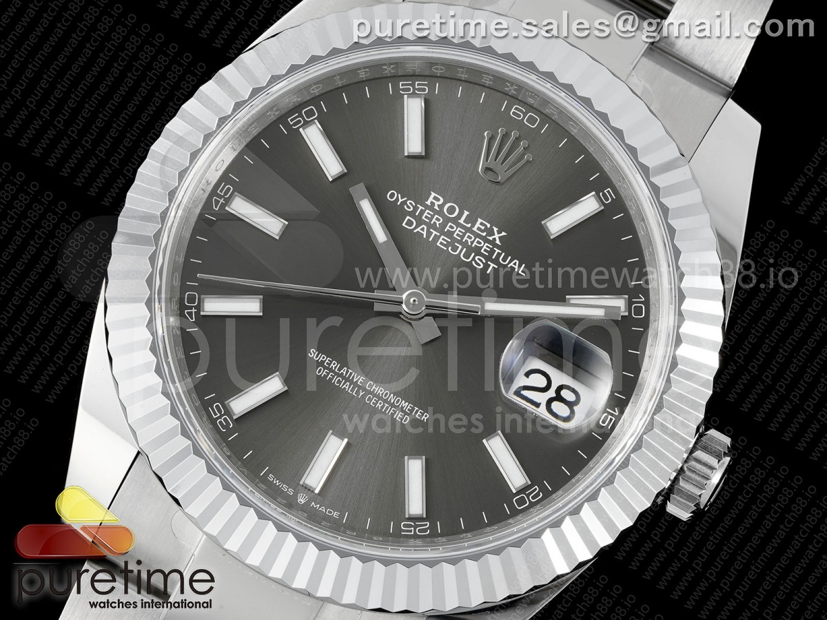 DateJust 41 126334 JQF 904L Steel Gray Stick Dial on Oyster Bracelet VR3235