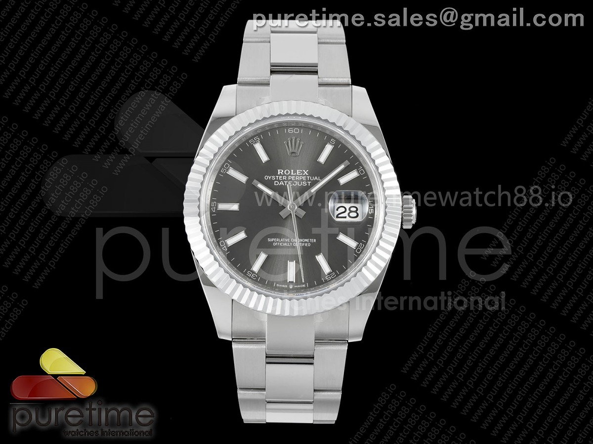 DateJust 41 126334 JQF 904L Steel Gray Stick Dial on Oyster Bracelet VR3235