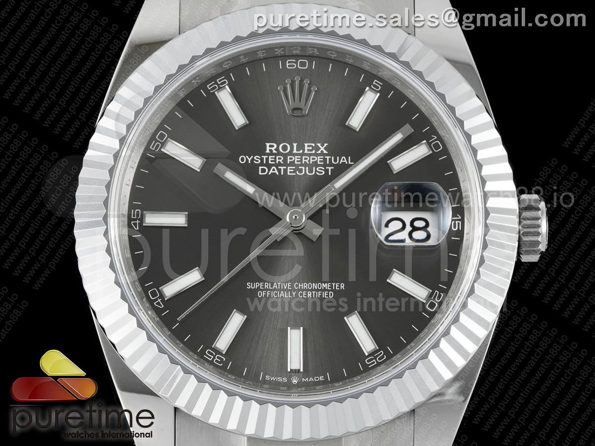 DateJust 41 126334 JQF 904L Steel Gray Stick Dial on Oyster Bracelet VR3235