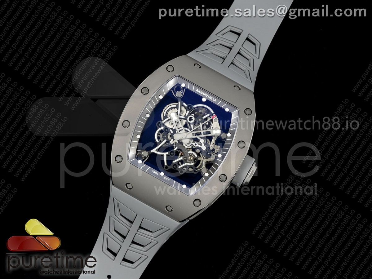 RM055 Gray Ceramic ZF on Gray Shark Rubber Strap RMUL2