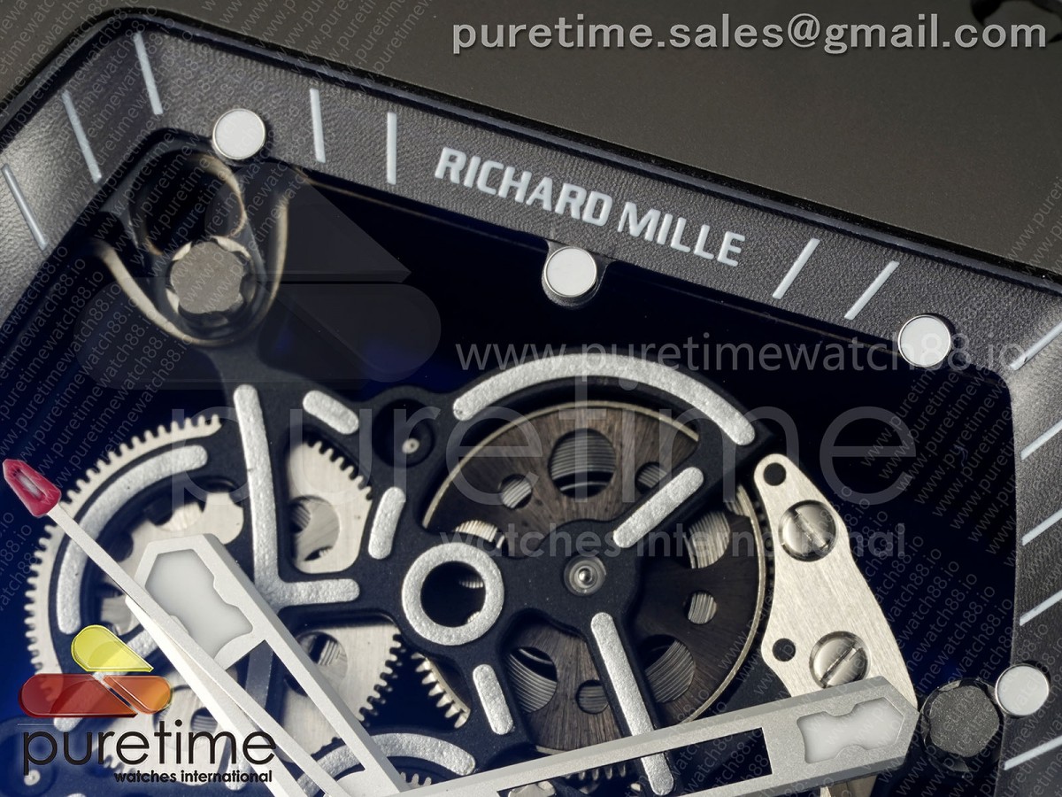 RM055 Gray Ceramic ZF on Gray Shark Rubber Strap RMUL2