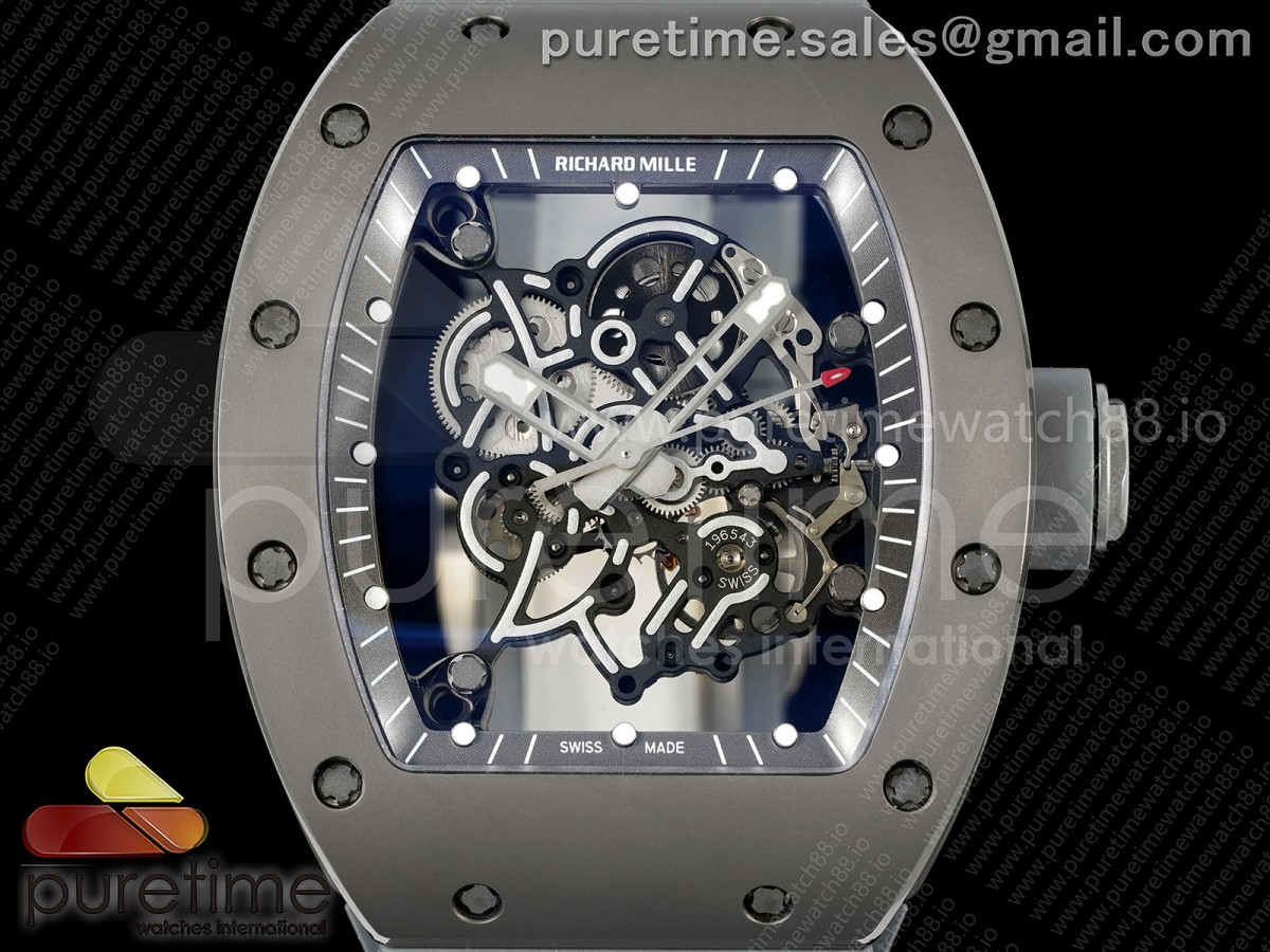 RM055 Gray Ceramic ZF on Gray Shark Rubber Strap RMUL2
