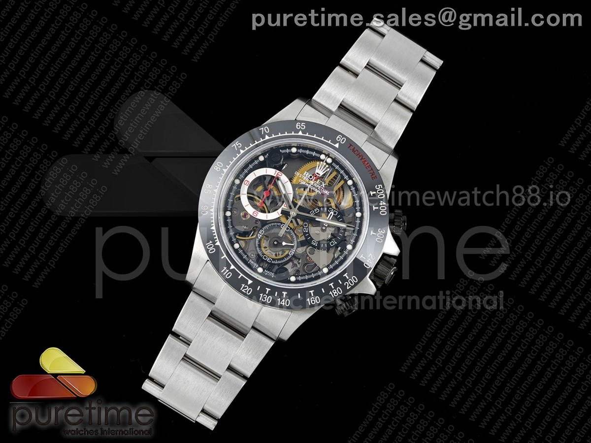 Daytona Artisans SS GETF Skeleton Dial Black Ceramic Bezel on SS Bracelet DD4802