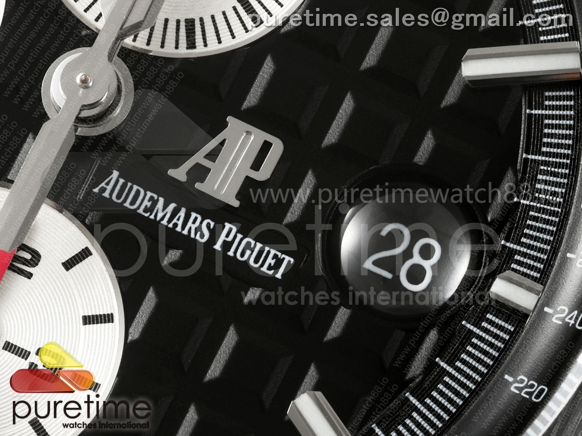 Royal Oak Offshore 44mm Black Ceramic Bezel APF Black/White Dial on Black Rubber Strap A3126 V2