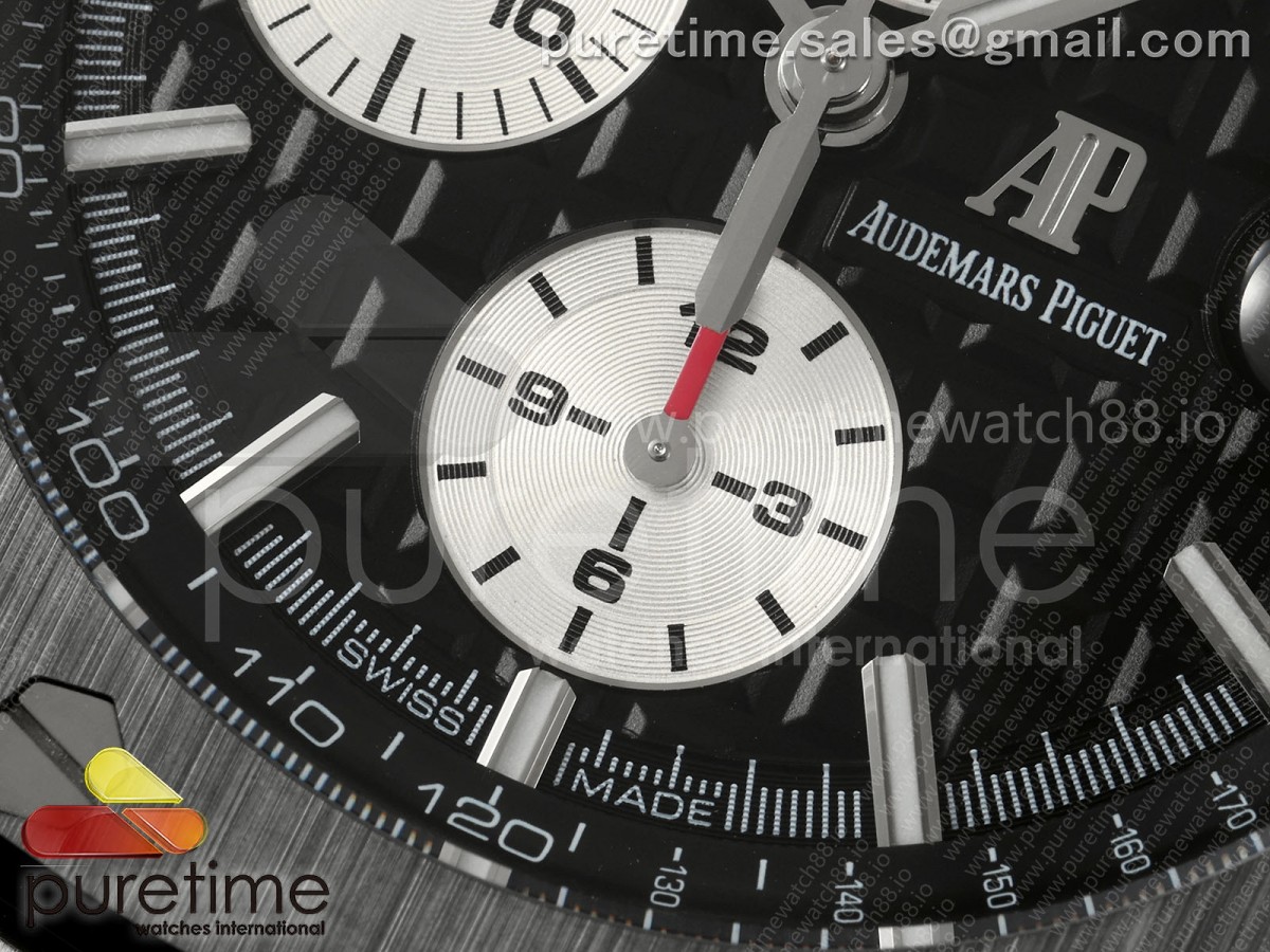 Royal Oak Offshore 44mm Black Ceramic Bezel APF Black/White Dial on Black Rubber Strap A3126 V2