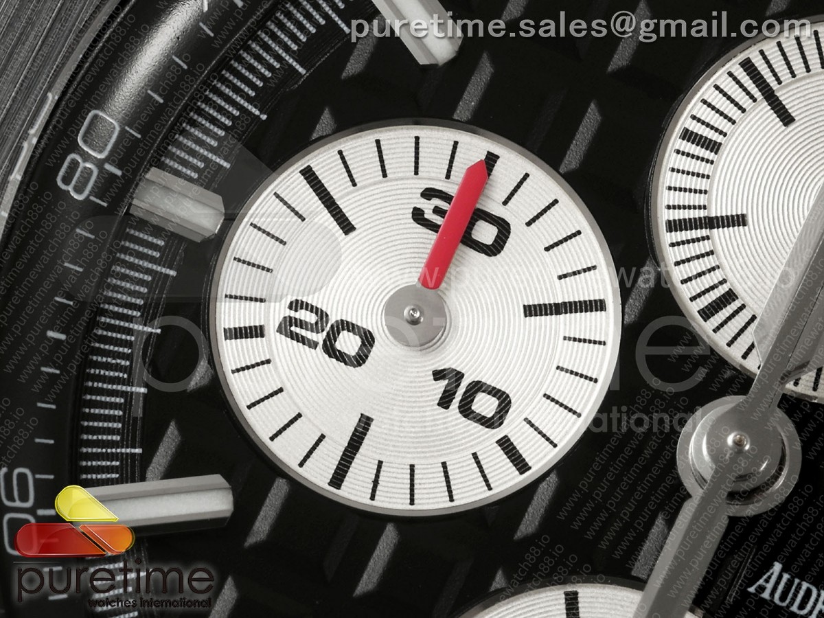 Royal Oak Offshore 44mm Black Ceramic Bezel APF Black/White Dial on Black Rubber Strap A3126 V2