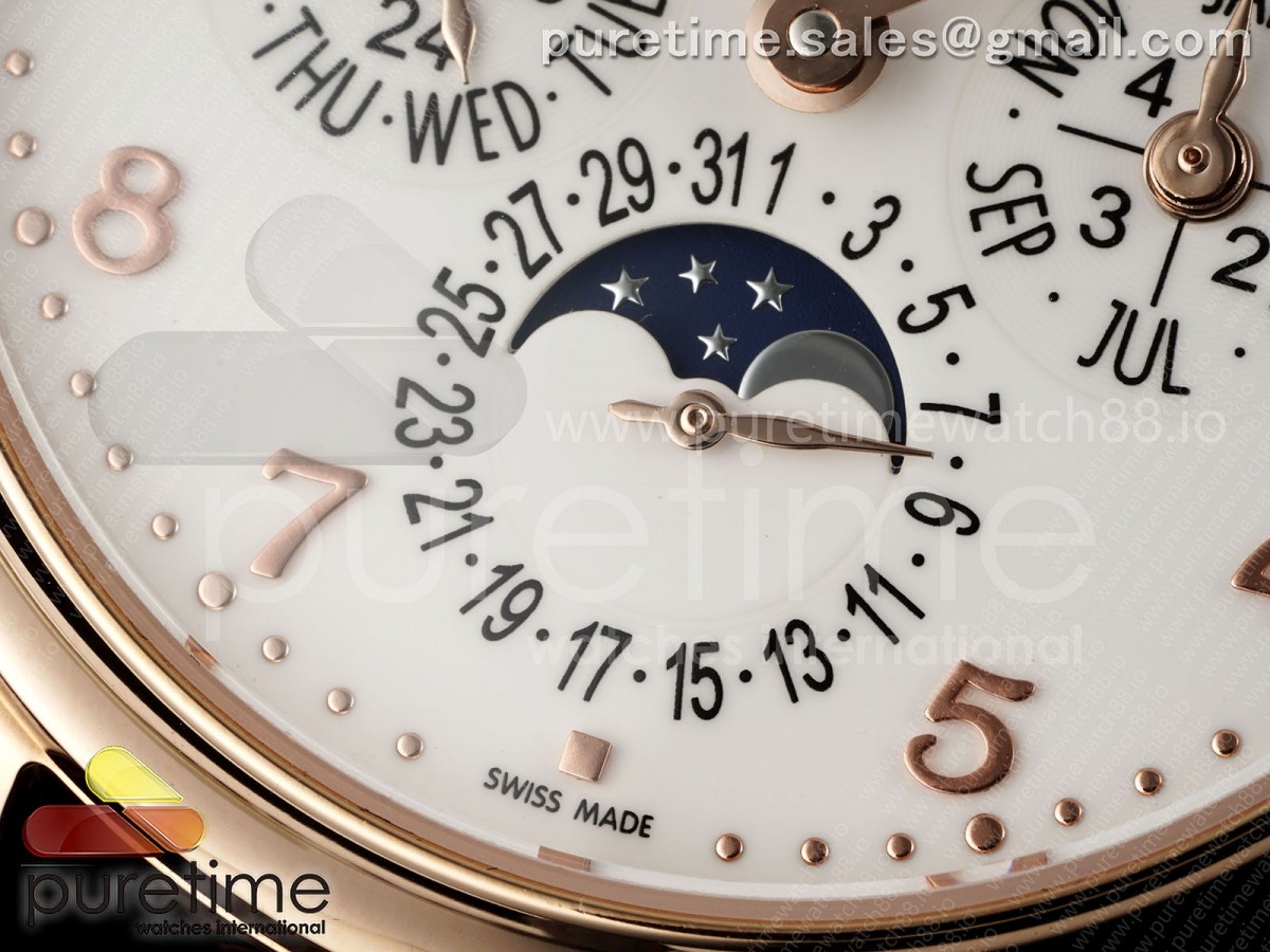 Perpetual Calendar 5140 RG 3KF White Numeral Dial on Brown Leather Strap A240