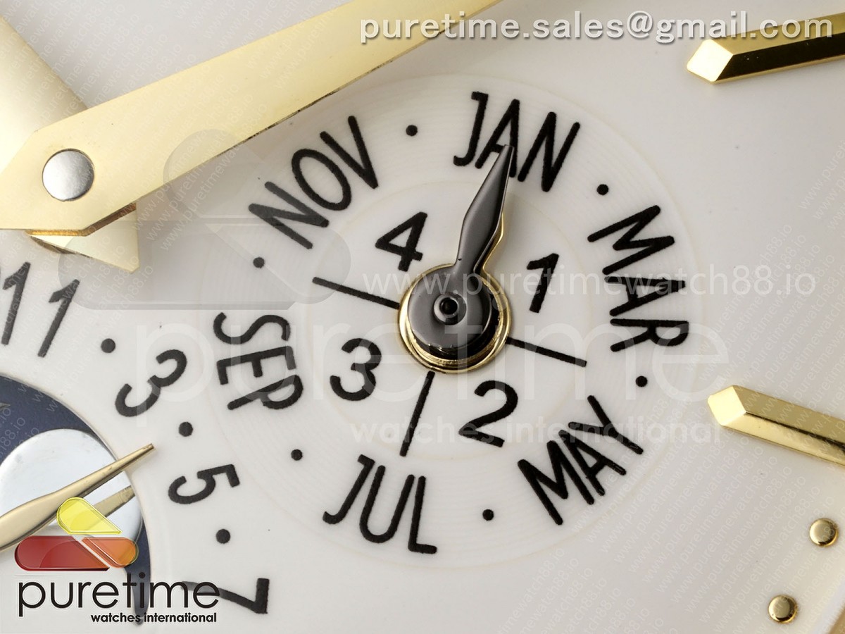 Perpetual Calendar 5140 YG 3KF White Dial on Black Leather Strap A240