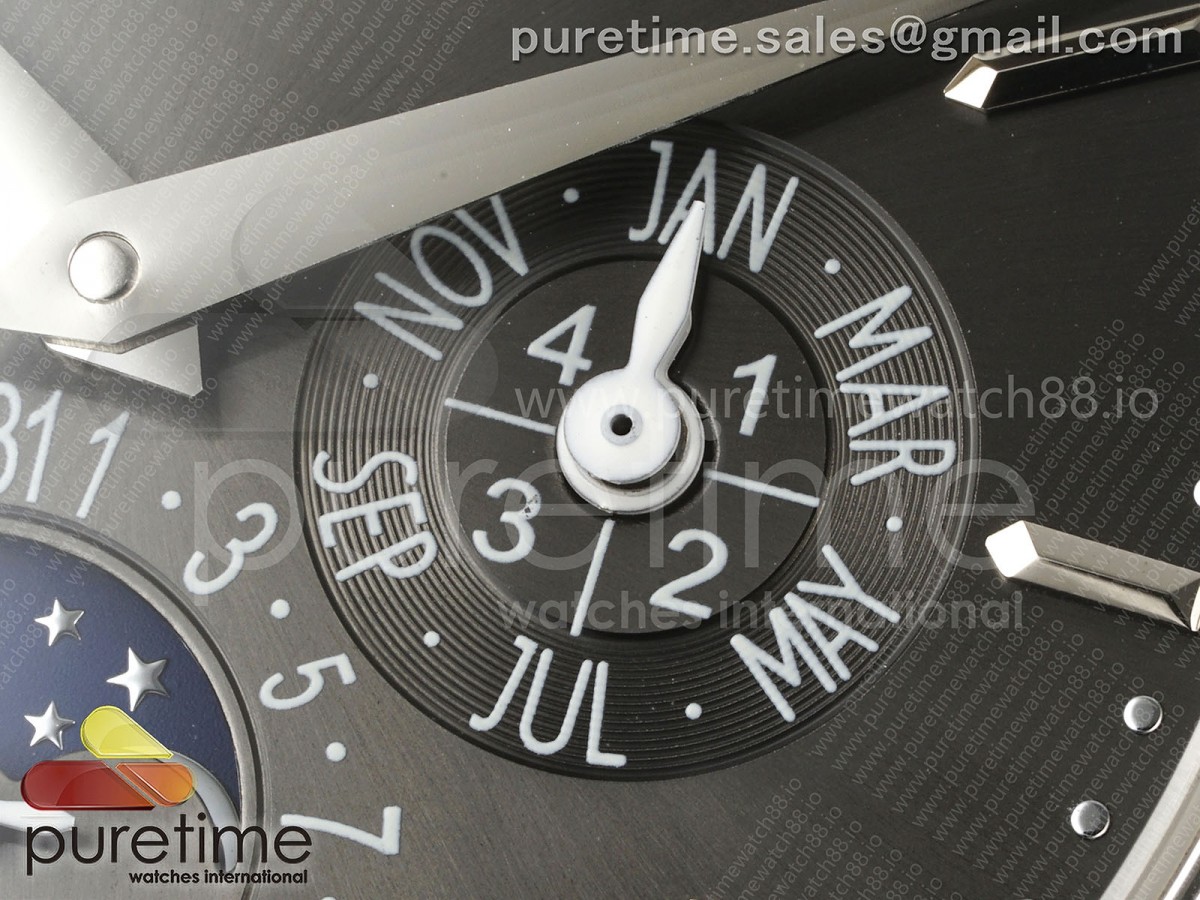 Perpetual Calendar 5140 SS 3KF Gray Dial on Black Leather Strap A240