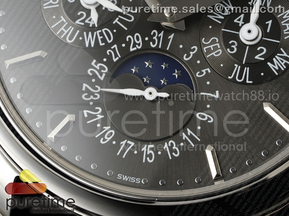 Perpetual Calendar 5140 SS 3KF Gray Dial on Black Leather Strap A240
