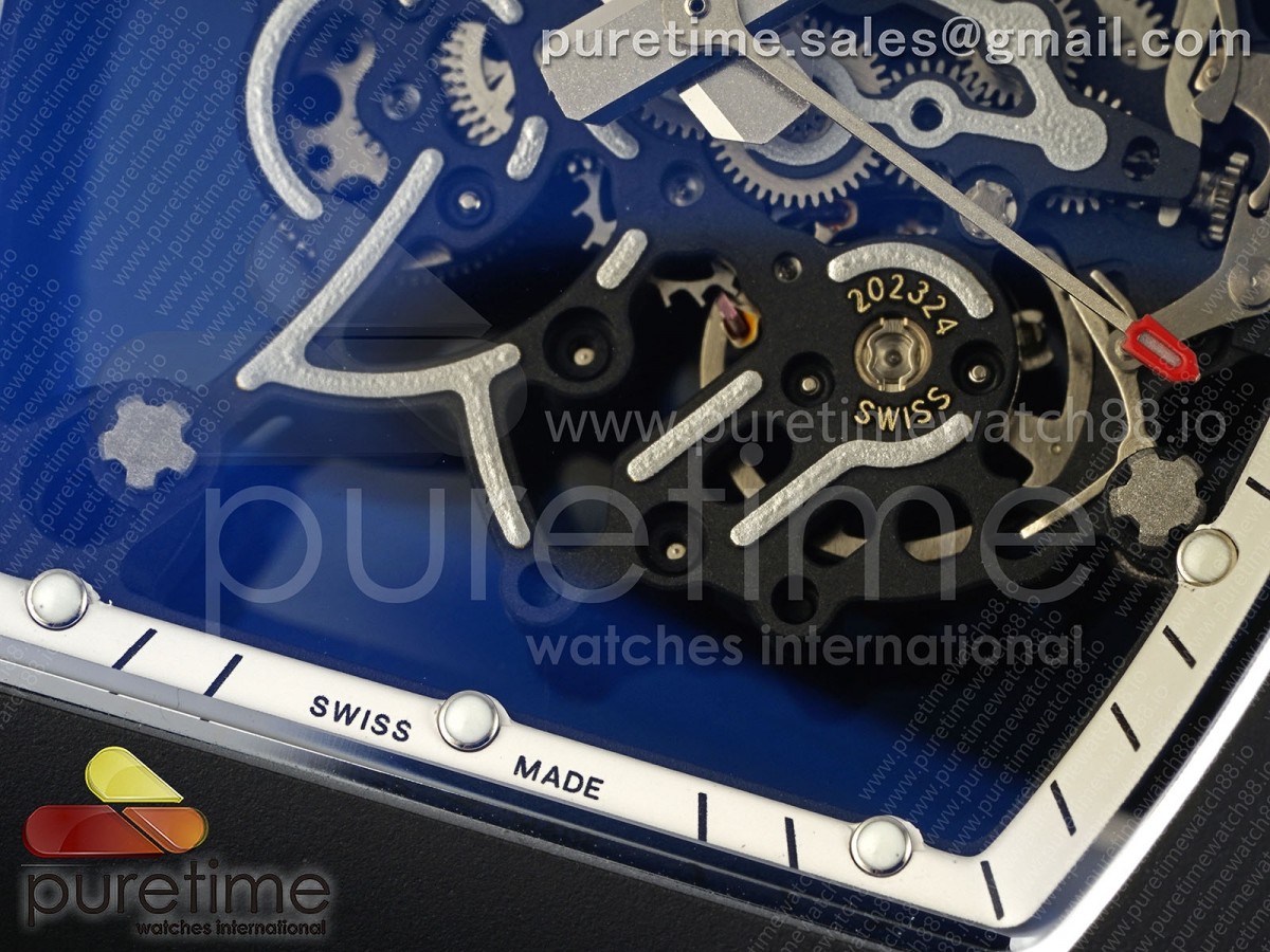 RM055 Black Ceramic MLF White Bezel White Crown on Rubber Strap RMUL2
