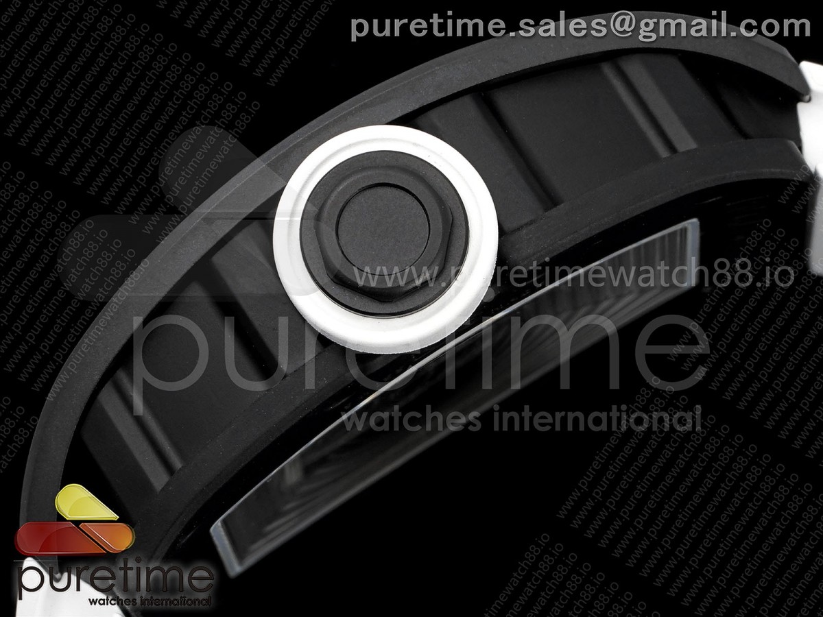 RM055 Black Ceramic MLF White Bezel White Crown on Rubber Strap RMUL2