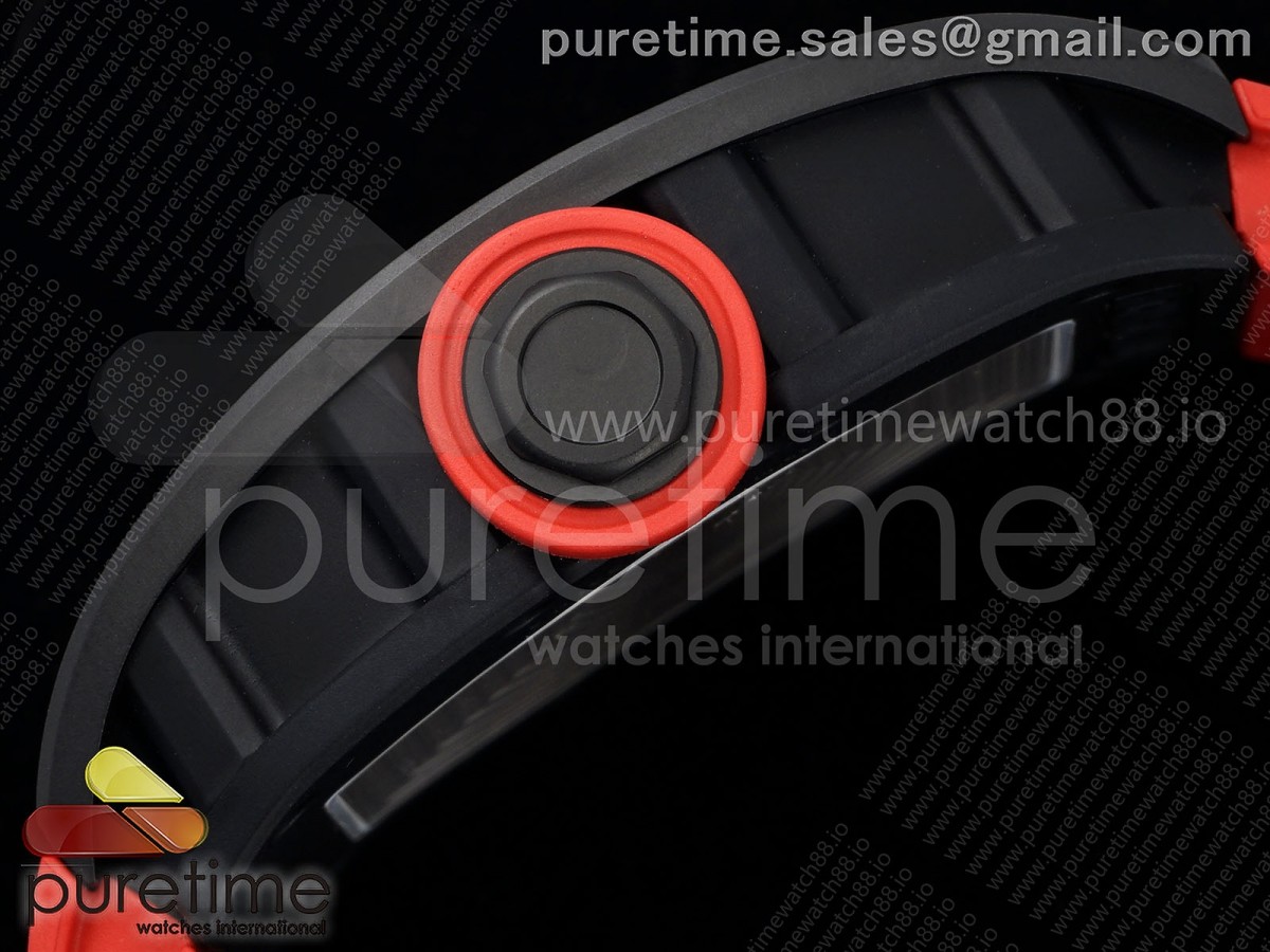 RM055 Black Ceramic MLF Red Bezel Red Crown on Rubber Strap RMUL2